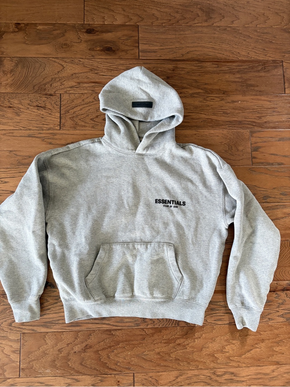 Essentials Light Gray Men's Pullover Hoodie with Front Pocket